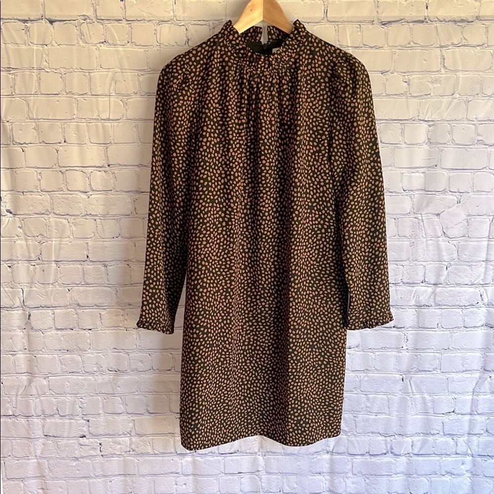 J. Crew Black and Tan Spot Patterned Dress Woman’s Size 0